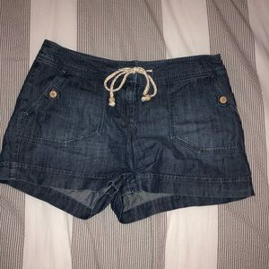 super soft denim shorts with tie-able waistband